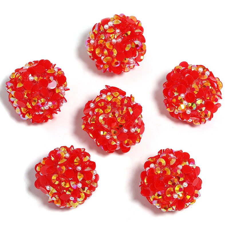 Wholesale 10PCS Colored Rhinestone Pearl Through Hole Acrylic Soft Sugar Beads